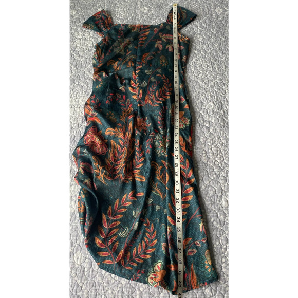Averie Halley Ruched Midi Dress Flowery Print on Cobalt Blue Size Small - NEW - Picture 12 of 13